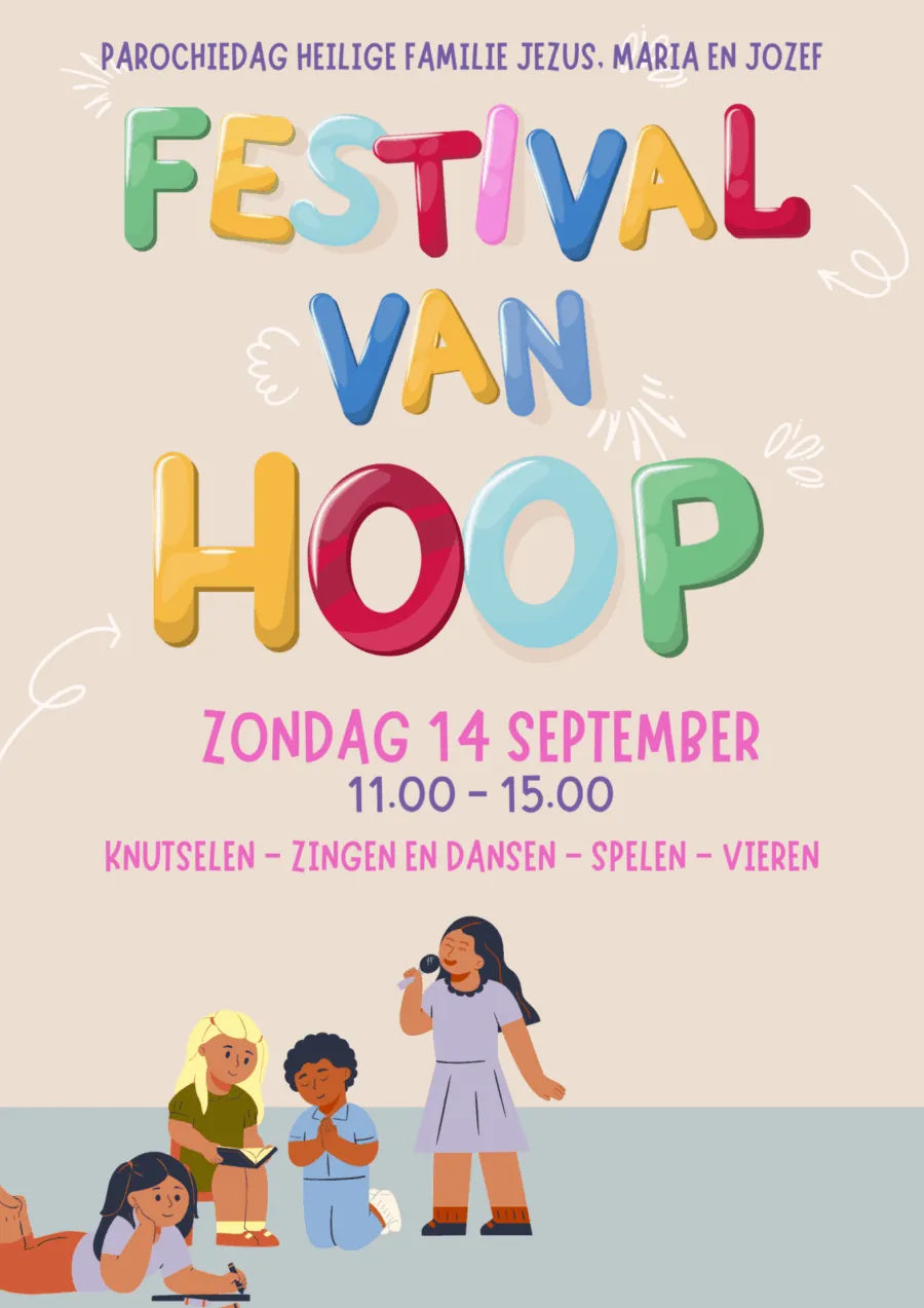 Poster Festival van Hoop 14 september 2025 voor kinderen